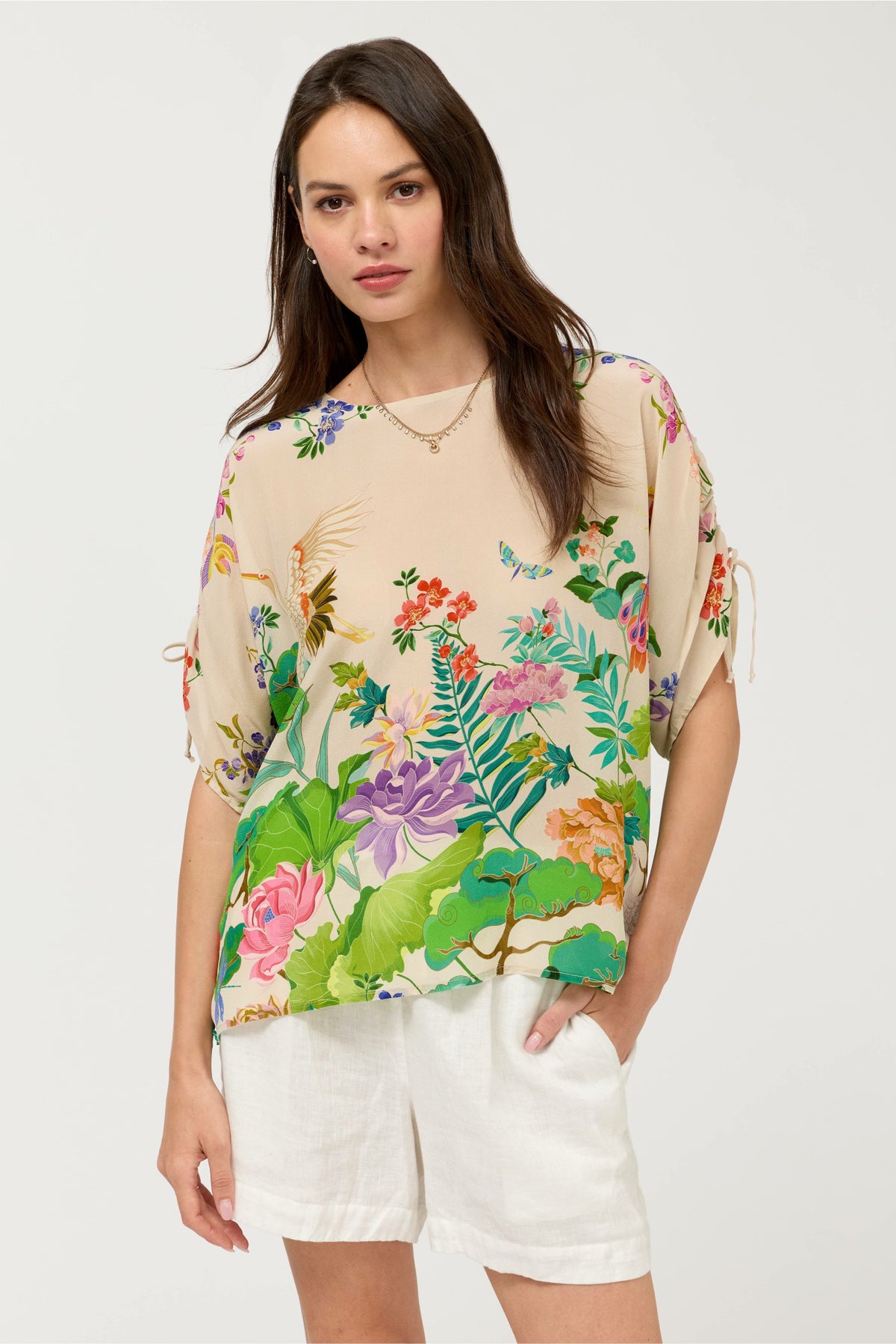 BLUET DRAWCORD SLEEVE BLOUSE