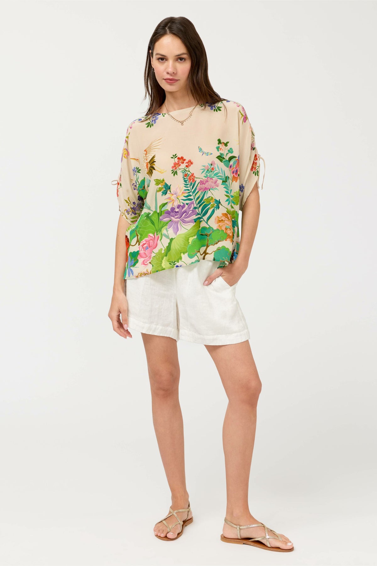 BLUET DRAWCORD SLEEVE BLOUSE