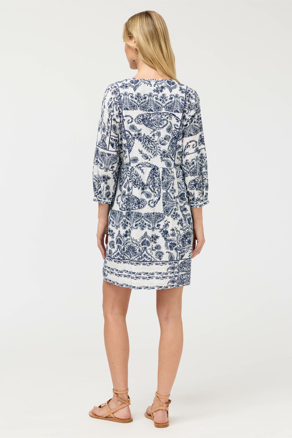 PIPED YOKE TIERED DRESS