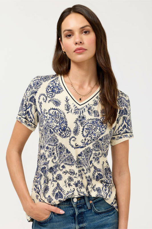 The Janie Favorite Short Sleeve V-Neck Swing Tee