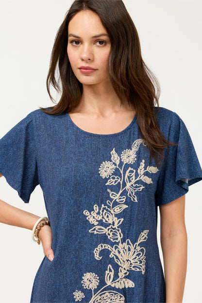 FLUTTER SLEEVE KNIT DRESS