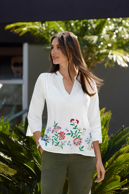 SLOANE V-NECK LINEN BLOUSE