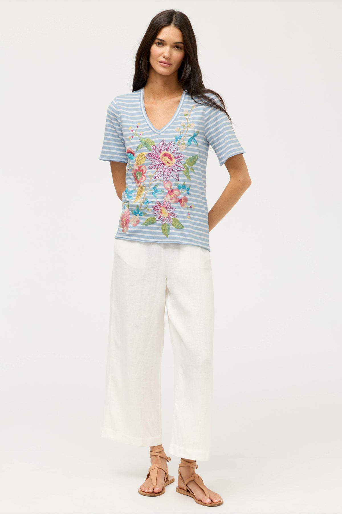 RAW HEM V-NECK TEE