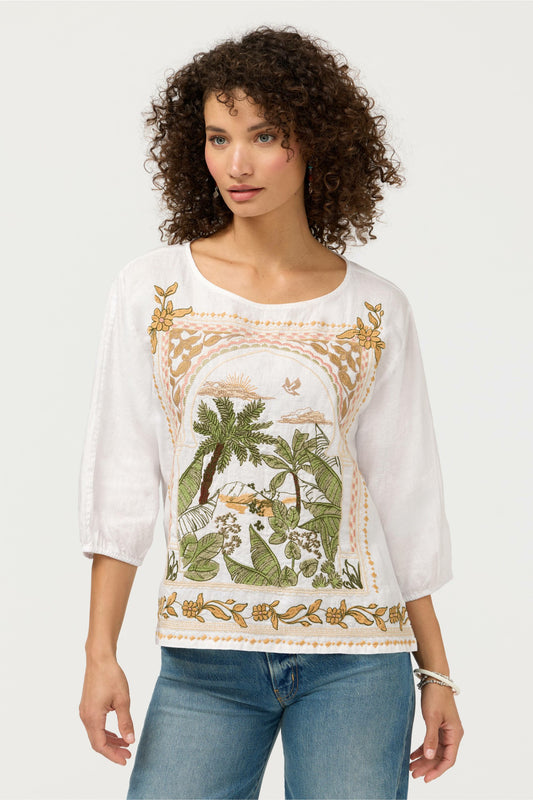 LINEN BOATNECK BLOUSE