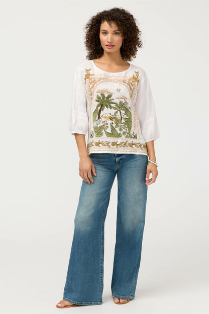 LINEN BOATNECK BLOUSE