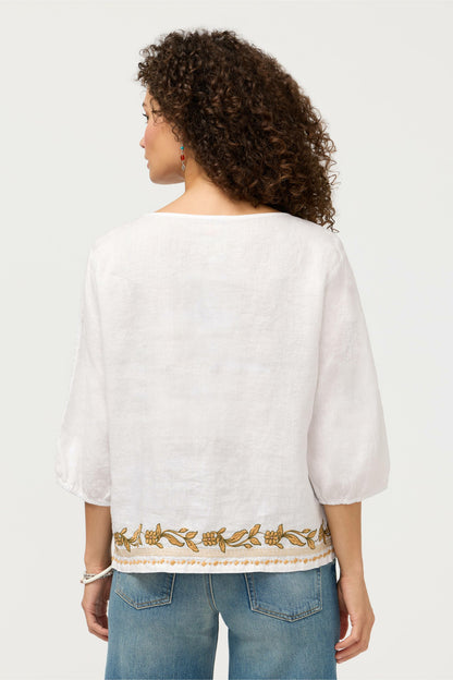 LINEN BOATNECK BLOUSE