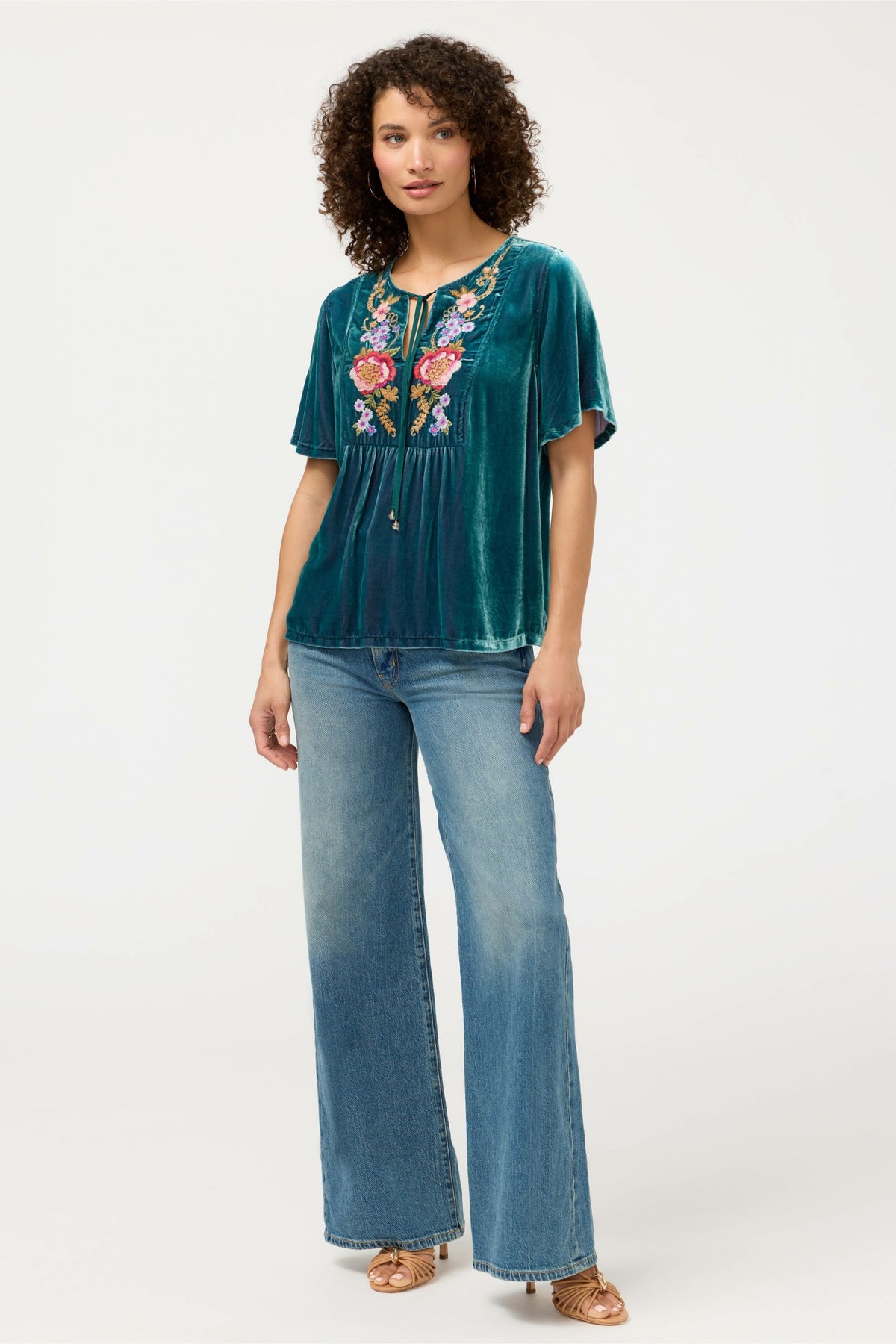 VELVET YOKE BLOUSE