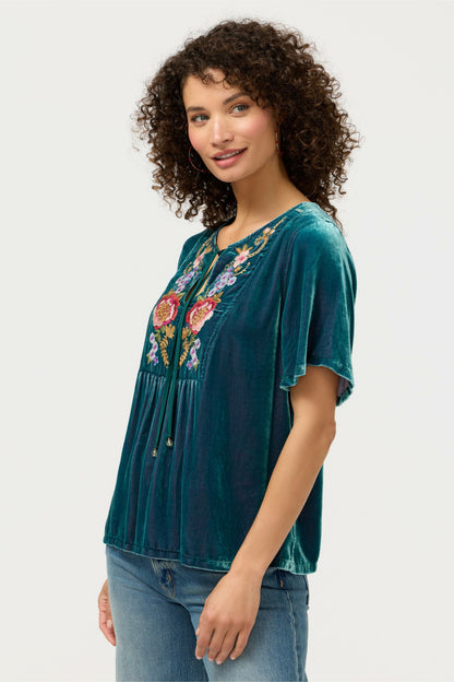 VELVET YOKE BLOUSE