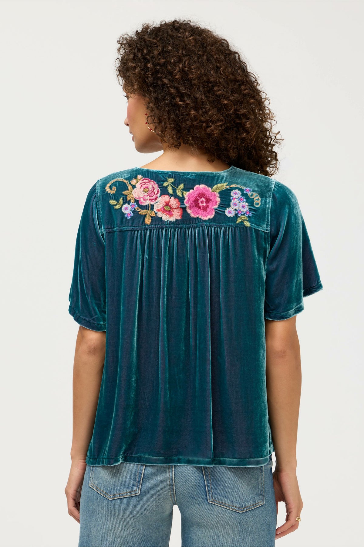 VELVET YOKE BLOUSE