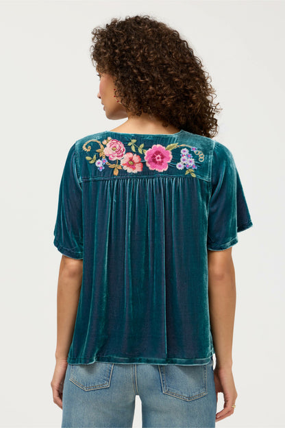 VELVET YOKE BLOUSE