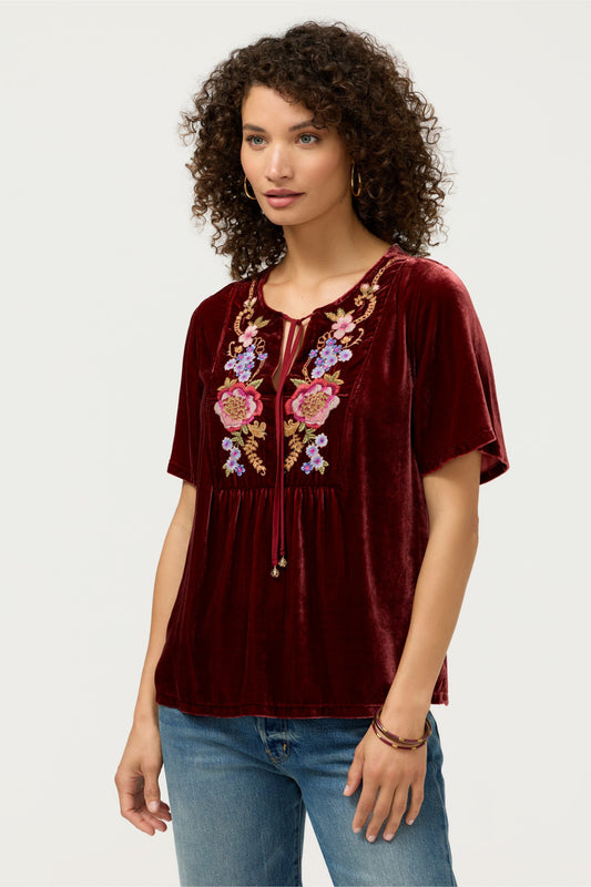 VELVET YOKE BLOUSE