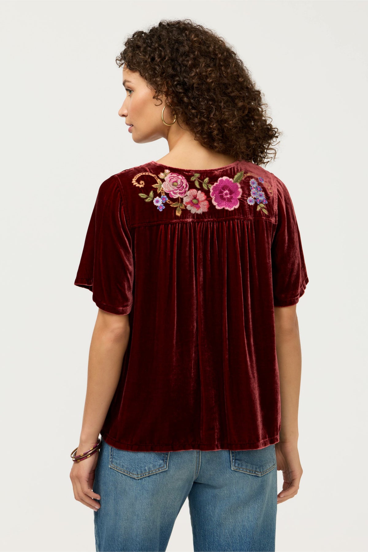 VELVET YOKE BLOUSE