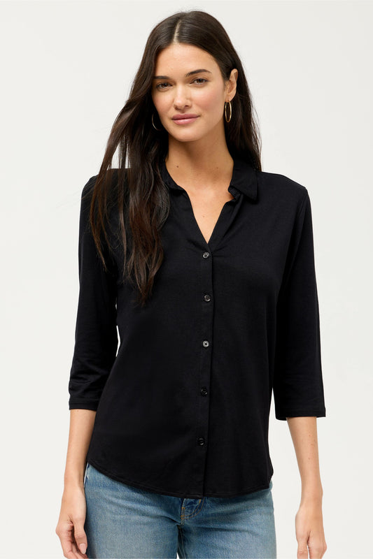 ESSENTIALS SOFT TOUCH 3/4 SLEEVE RELAXED SHIRT