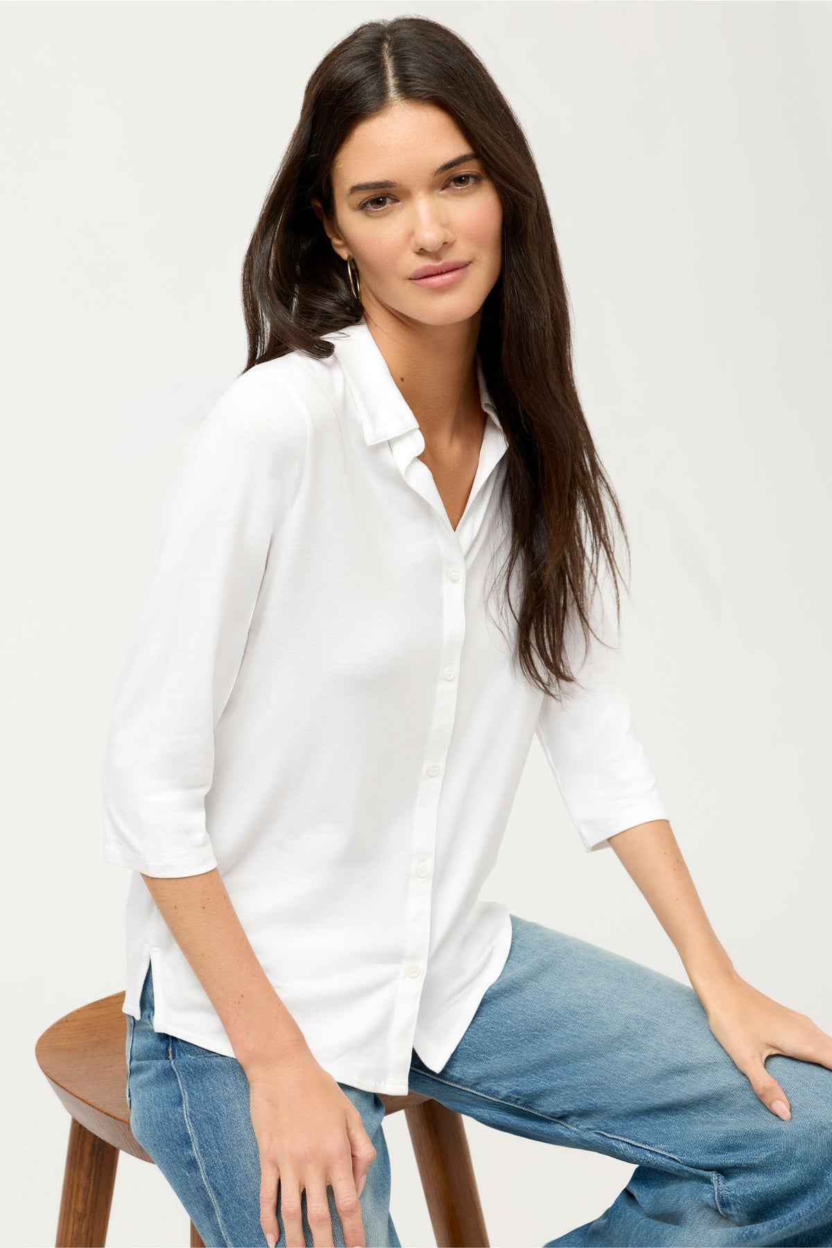 ESSENTIALS SOFT TOUCH 3/4 SLEEVE RELAXED SHIRT