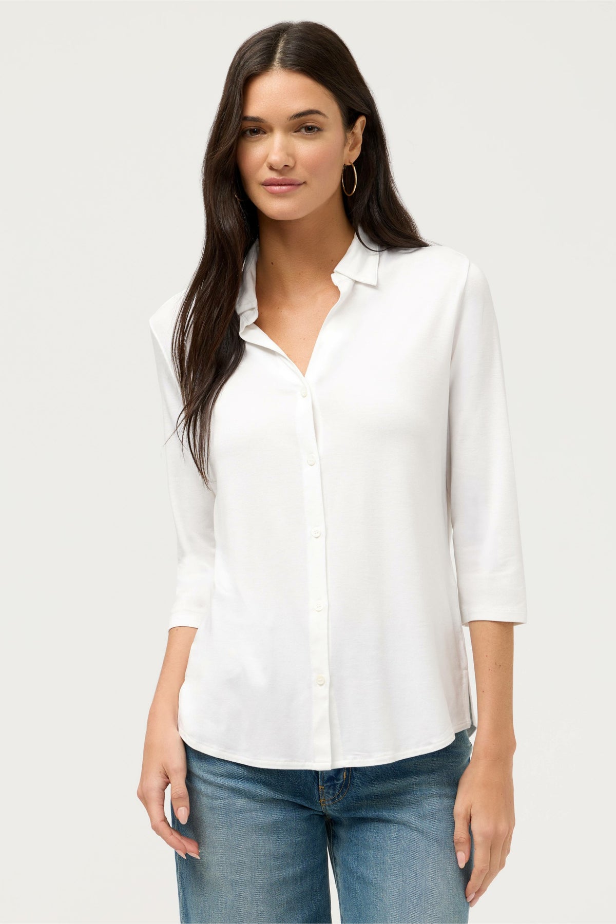 ESSENTIALS SOFT TOUCH 3/4 SLEEVE RELAXED SHIRT