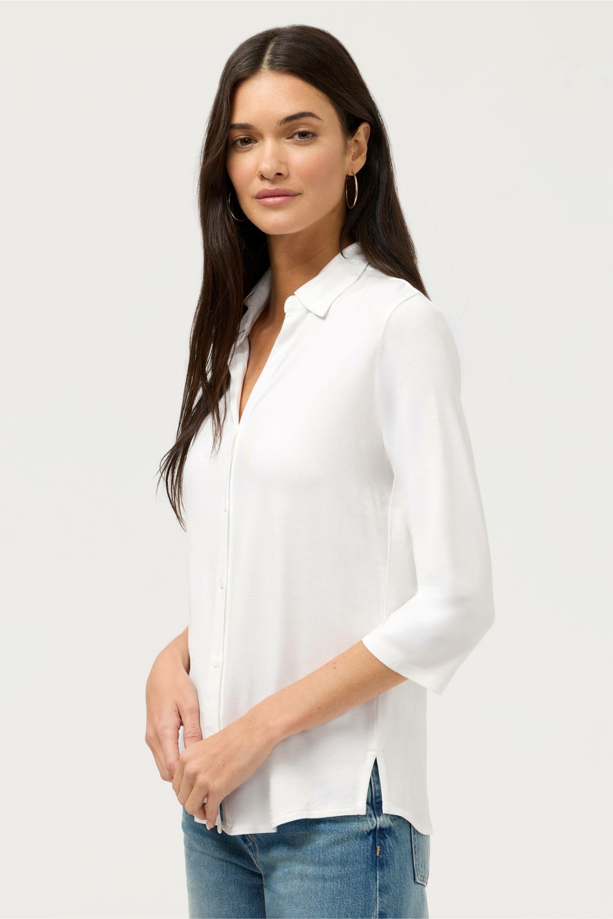 ESSENTIALS SOFT TOUCH 3/4 SLEEVE RELAXED SHIRT