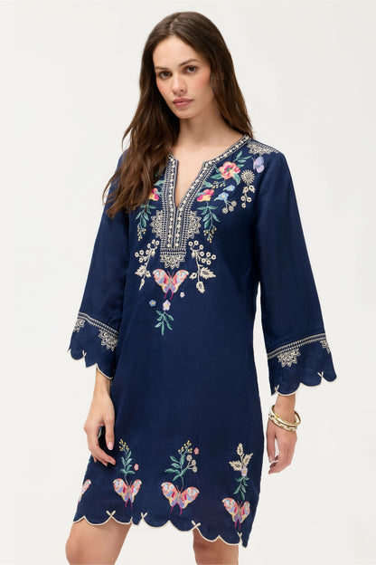LINEN SCALLOP DRESS