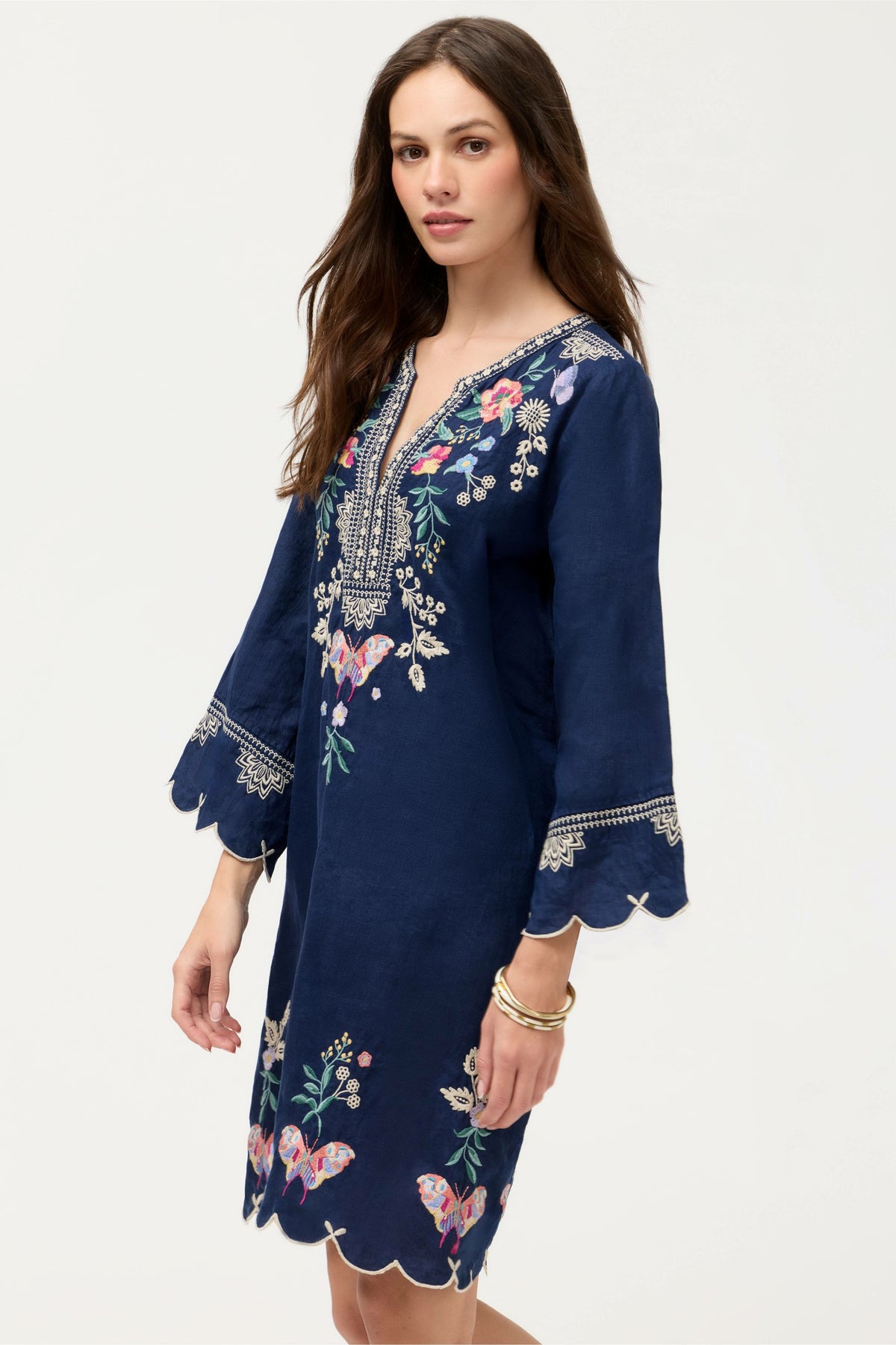 LINEN SCALLOP DRESS
