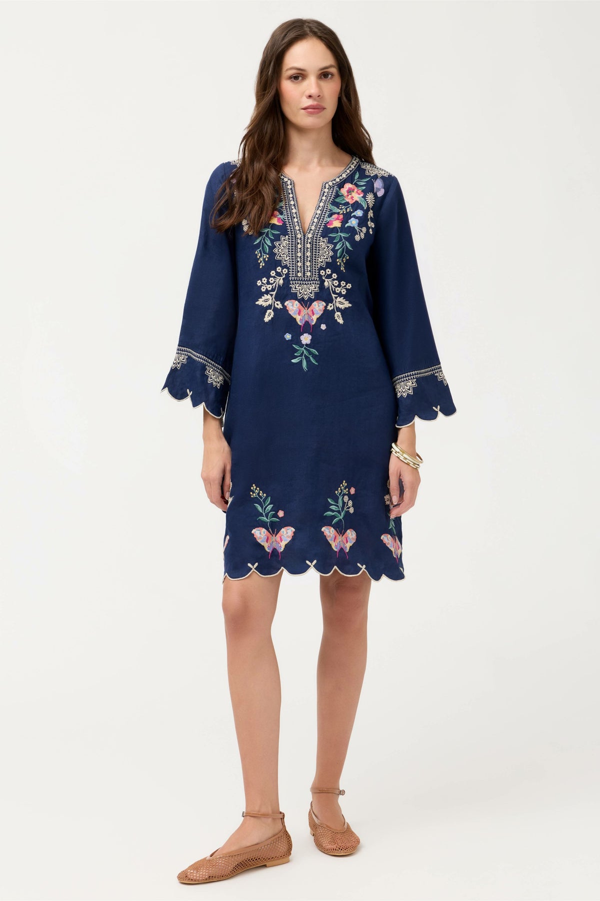 LINEN SCALLOP DRESS