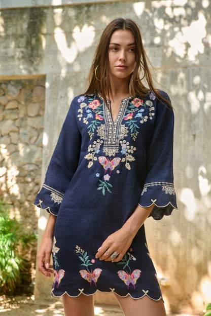 LINEN SCALLOP DRESS