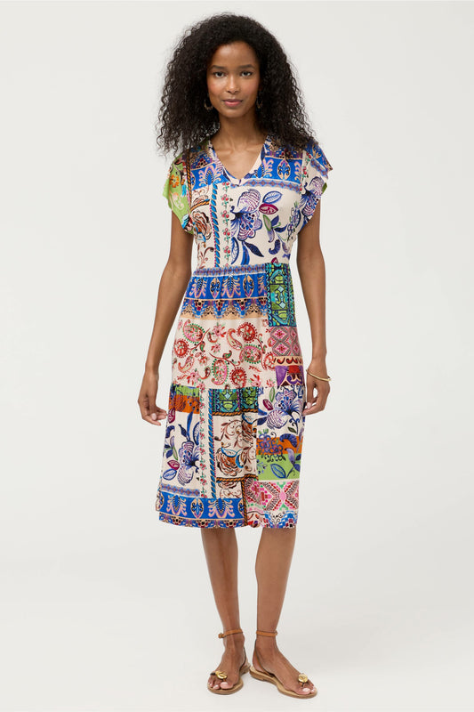 THE JANIE FAVORITE TIERED TEA LENGTH DRESS