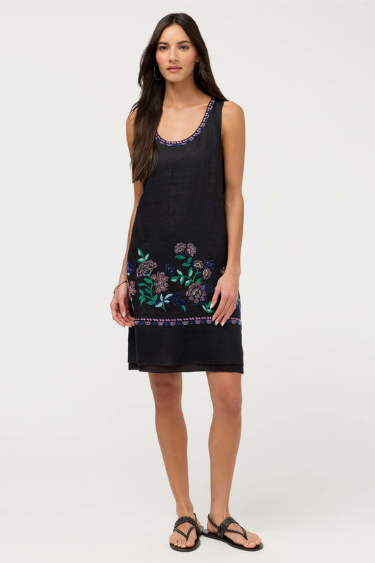 LINEN MIXED MEDIA TANK DRESS
