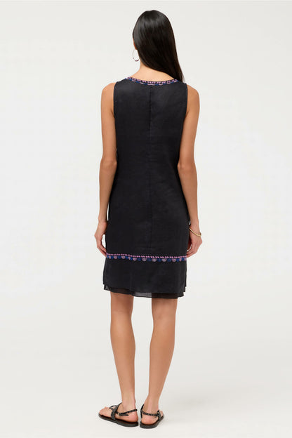 LINEN MIXED MEDIA TANK DRESS