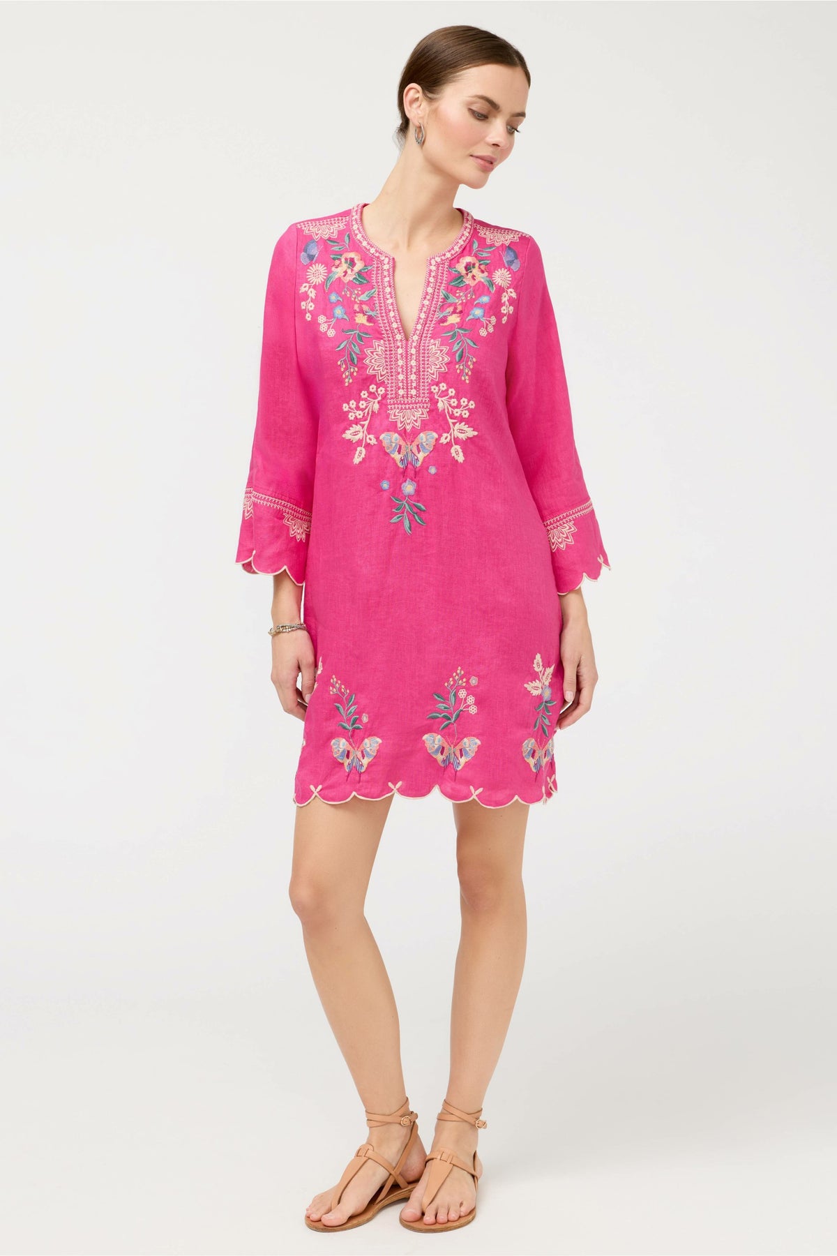 LINEN SCALLOP DRESS