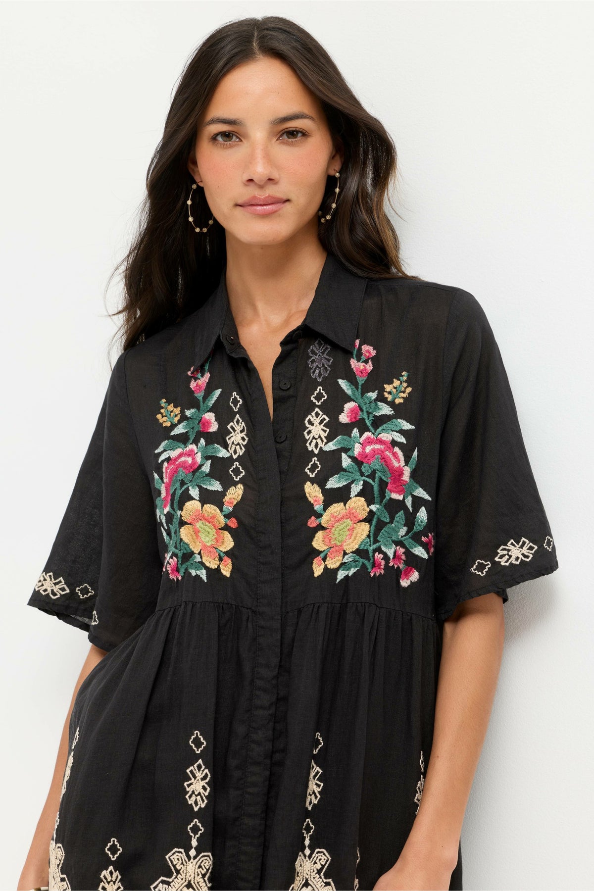 FLUTTER SLEEVE SHIRT DRESS