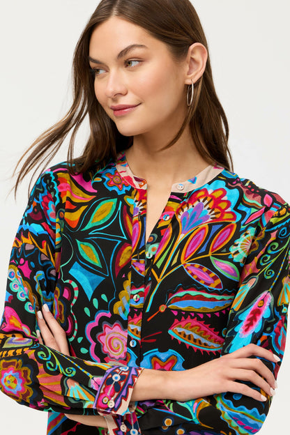 MANDARIN COLLAR SHIRT DRESS