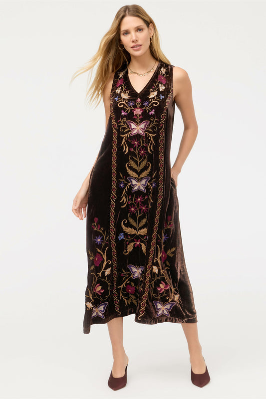 VELVET V-NECK TANK DRESS