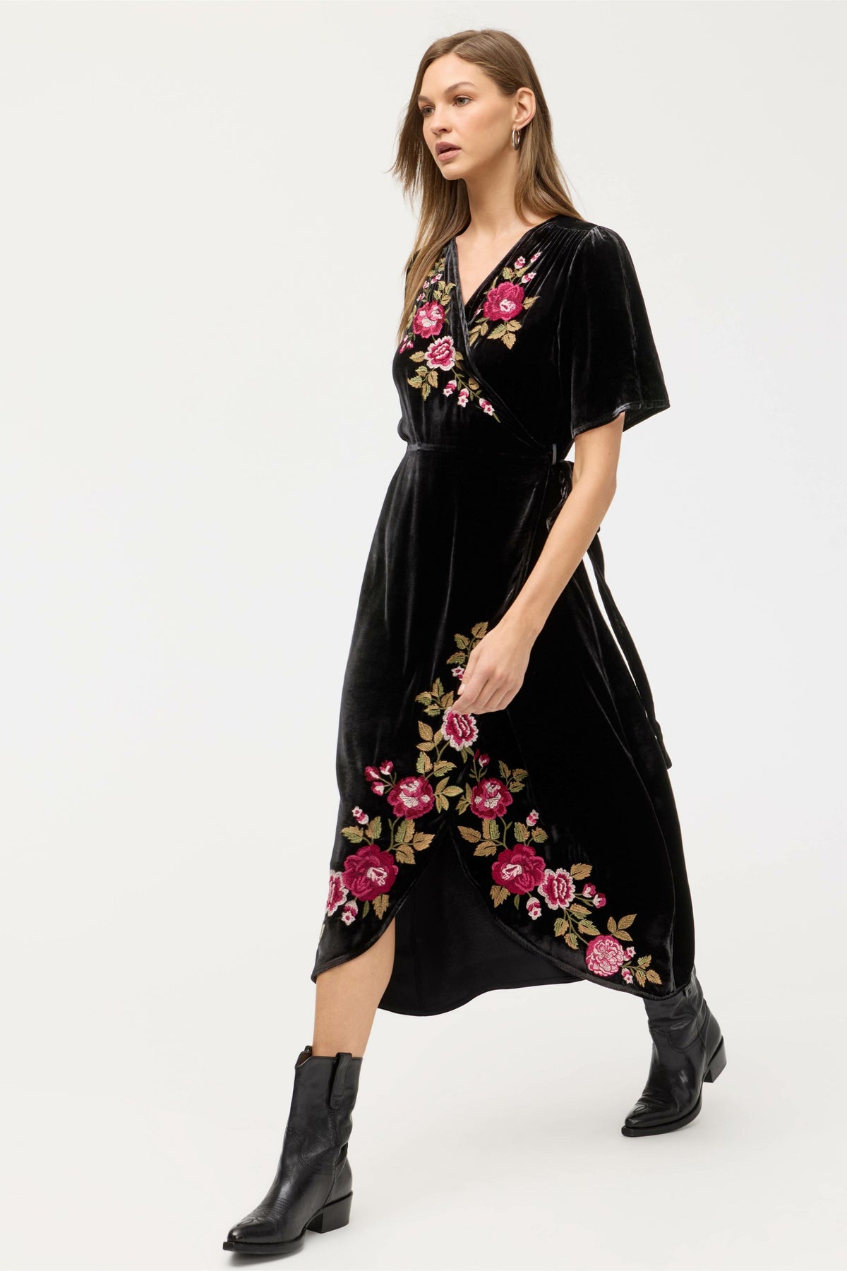 MEHDI VELVET WRAP DRESS