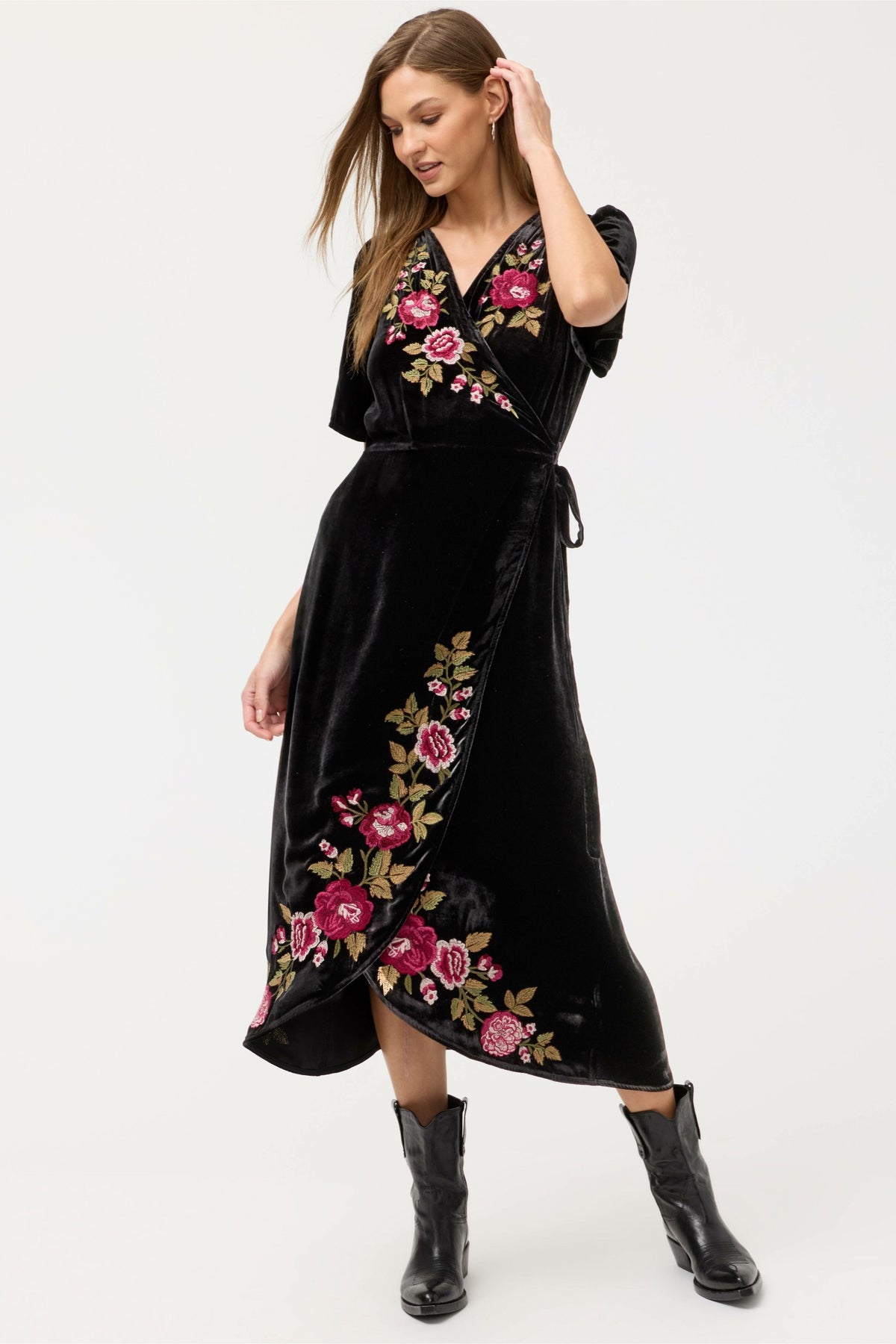 MEHDI VELVET WRAP DRESS