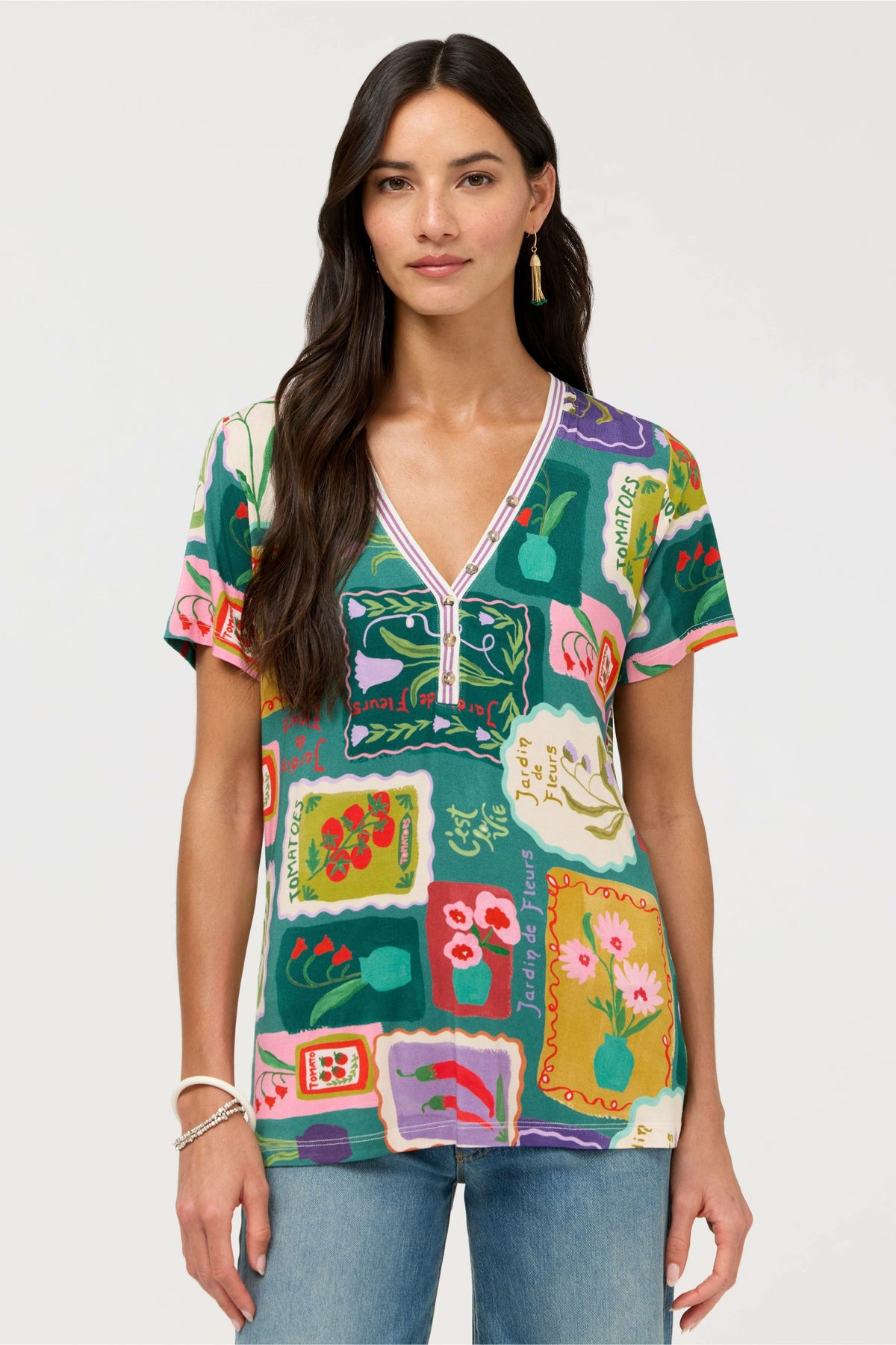 THE JANIE FAVORITE SHORT SLEEVE HENLEY TEE