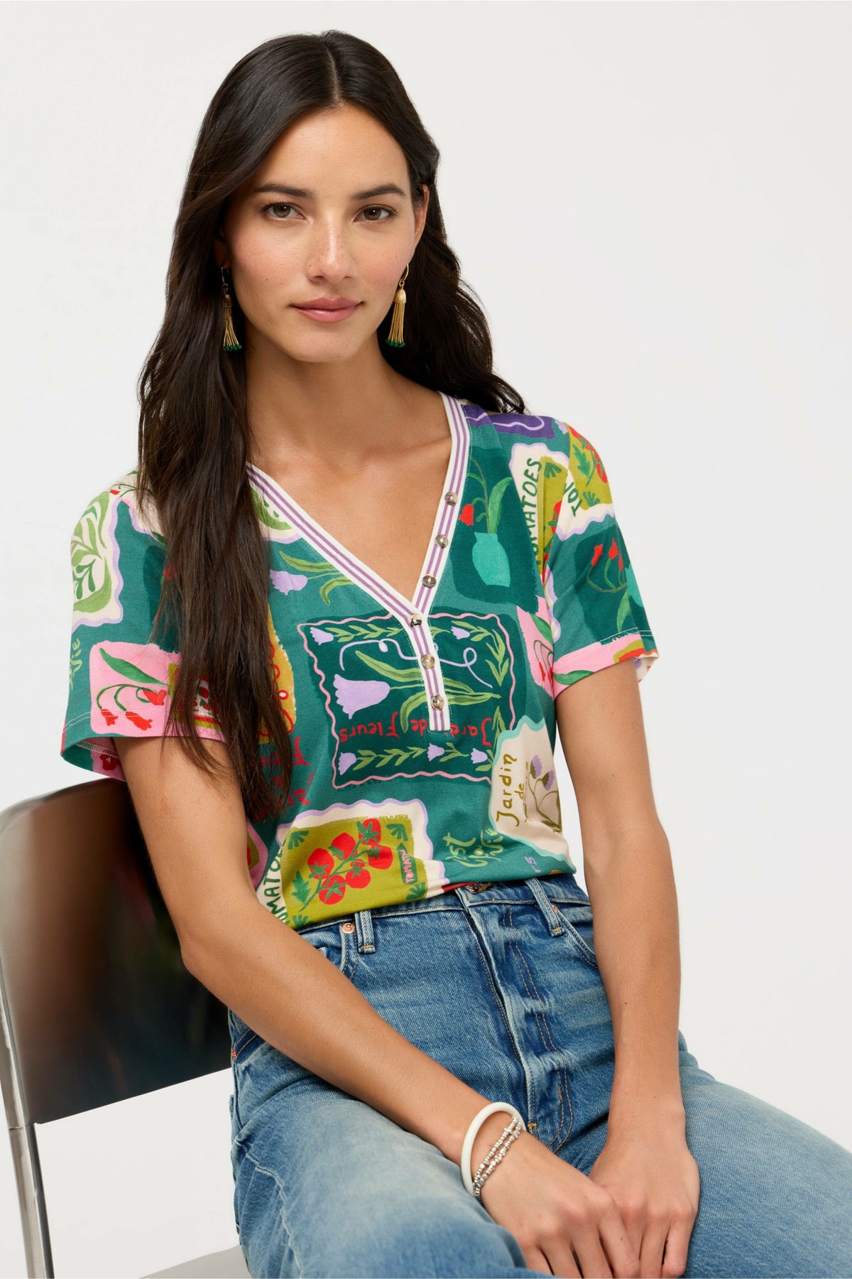 THE JANIE FAVORITE SHORT SLEEVE HENLEY TEE