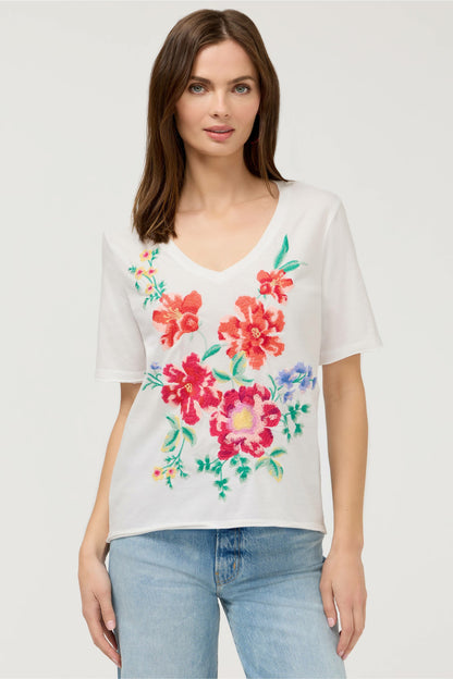 CELIORA RAW HEM V-NECK TEE