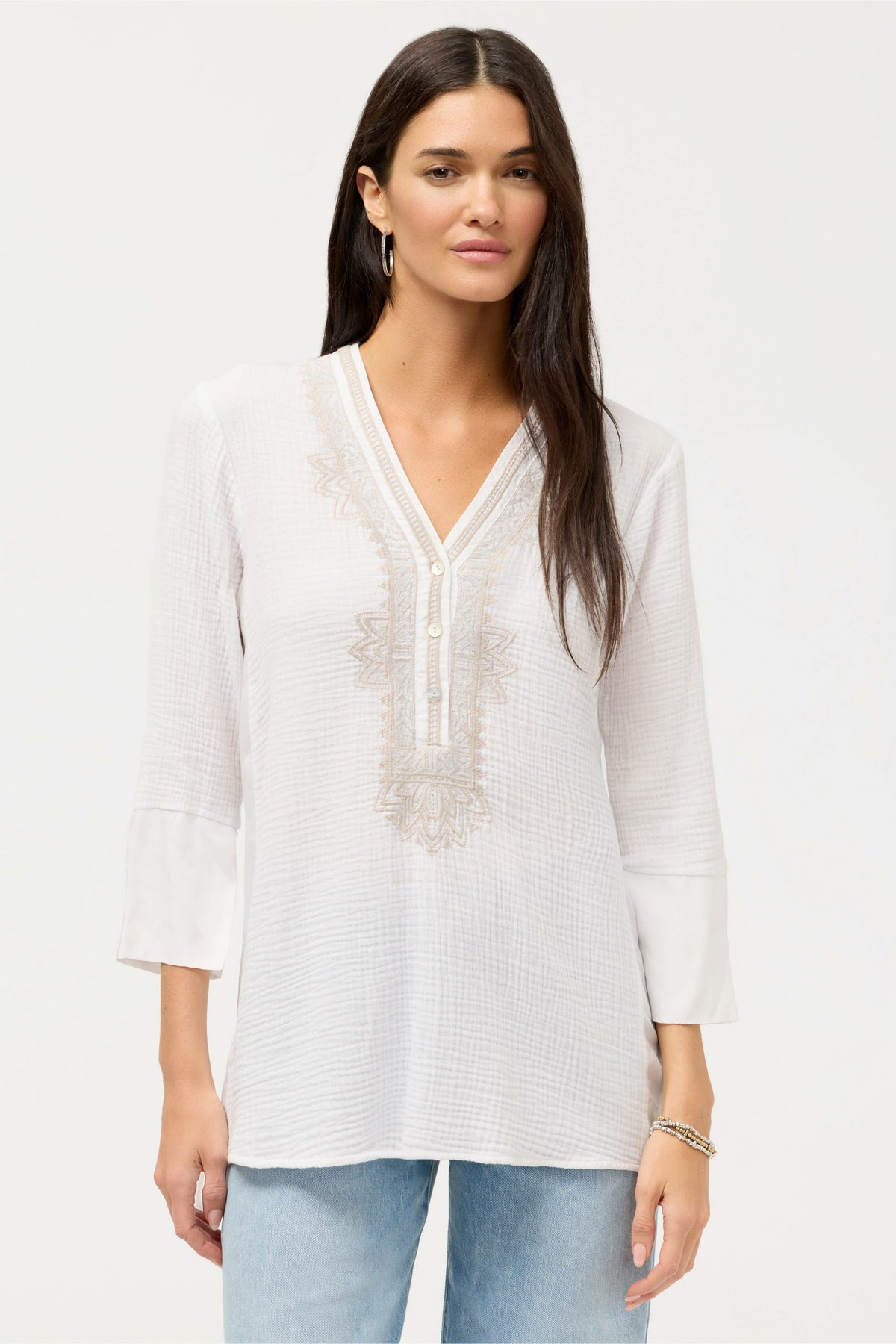 CUPRA GAUZE HENLEY TOP