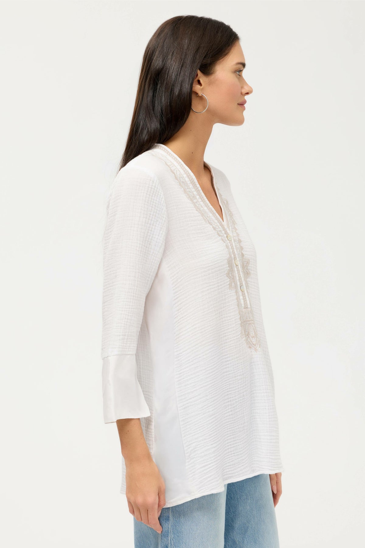 CUPRA GAUZE HENLEY TOP