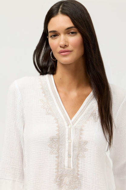 CUPRA GAUZE HENLEY TOP