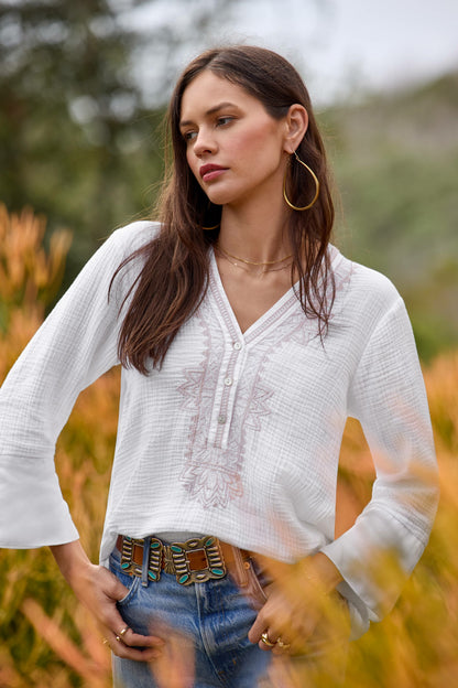 CUPRA GAUZE HENLEY TOP