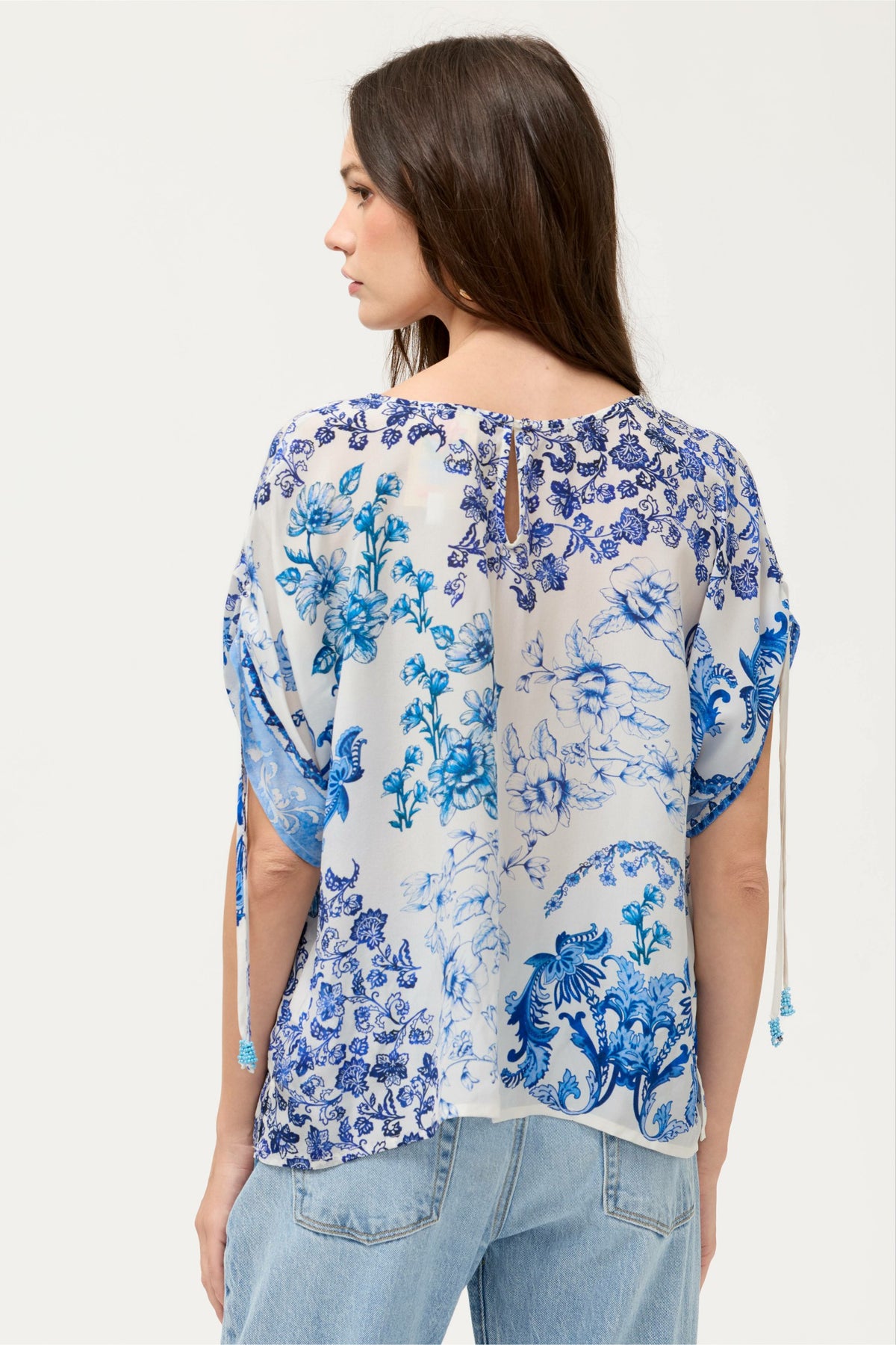 RUCHED SLEEVE BLOUSE