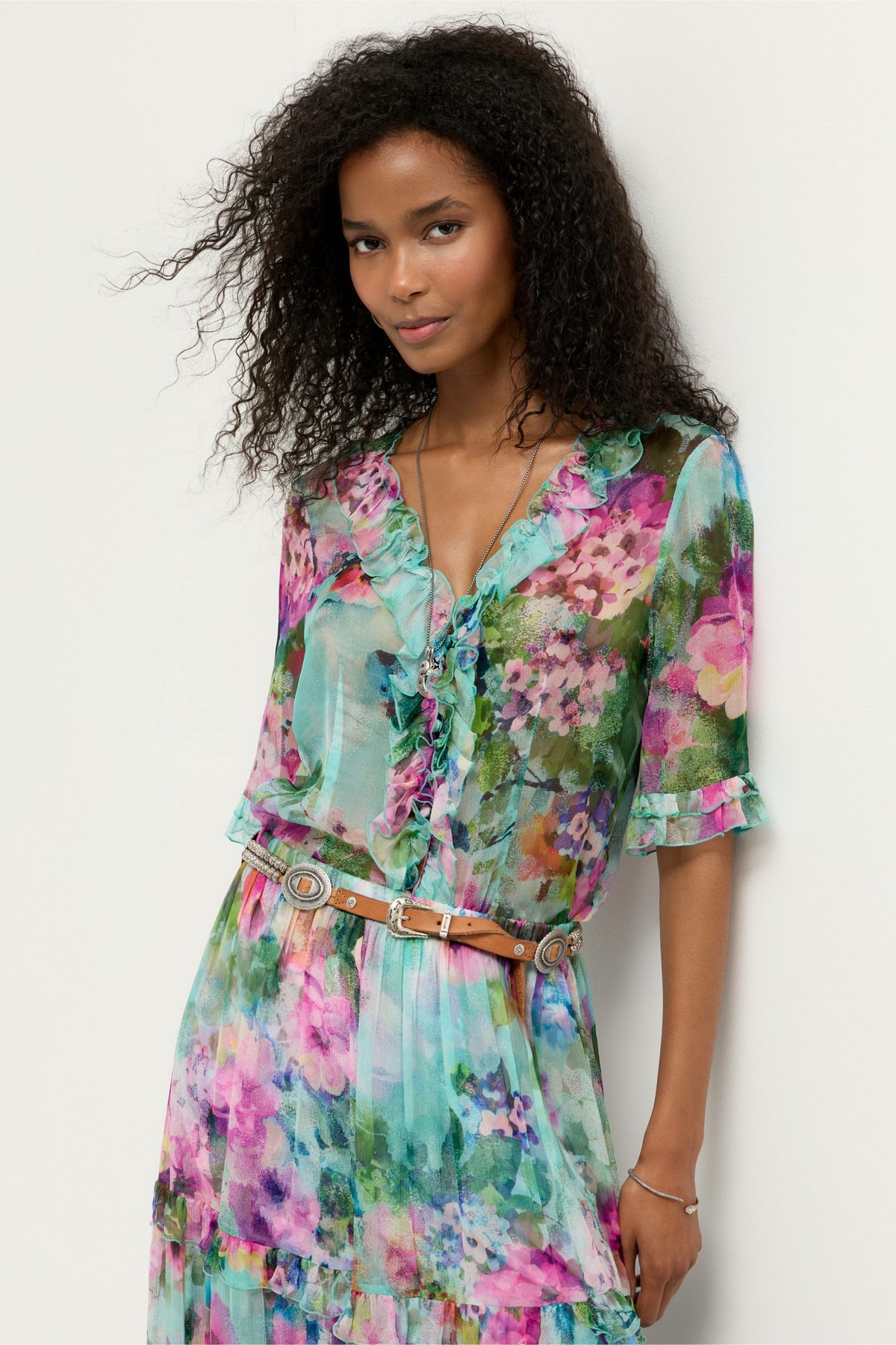 LORELEI RUFFLE BUTTON UP SHIRT