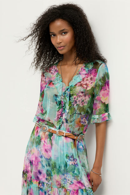 LORELEI RUFFLE BUTTON UP SHIRT