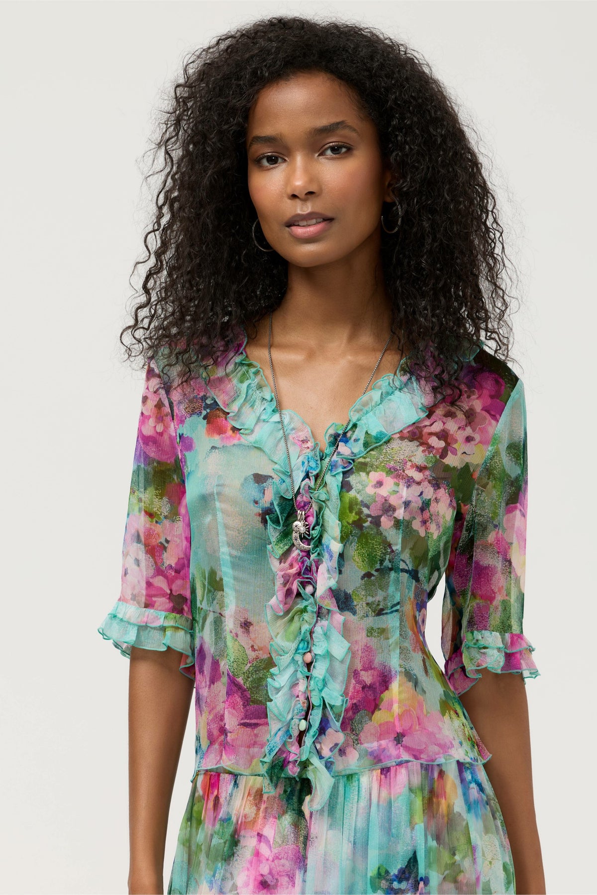 LORELEI RUFFLE BUTTON UP SHIRT