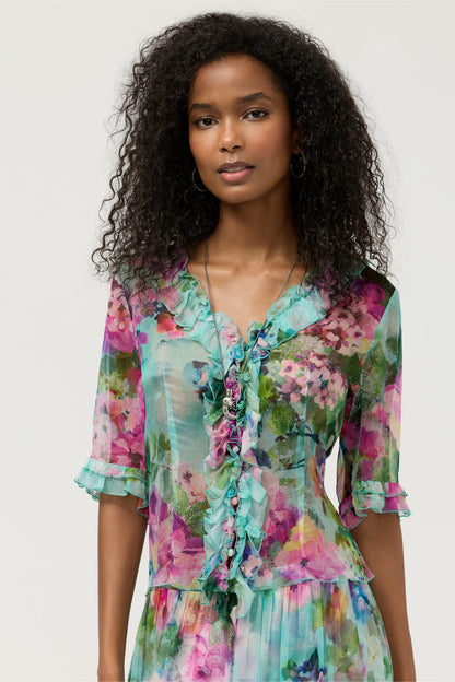 LORELEI RUFFLE BUTTON UP SHIRT