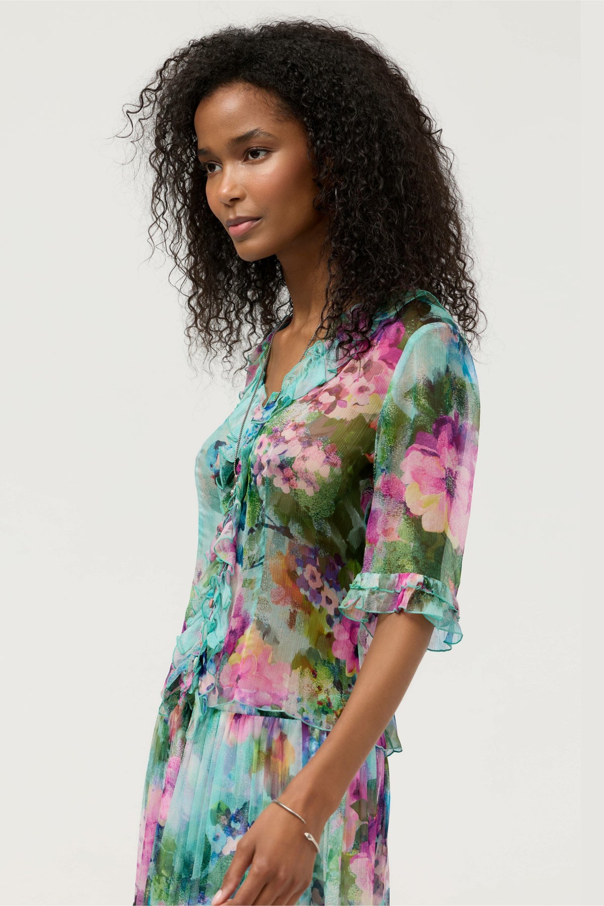 LORELEI RUFFLE BUTTON UP SHIRT