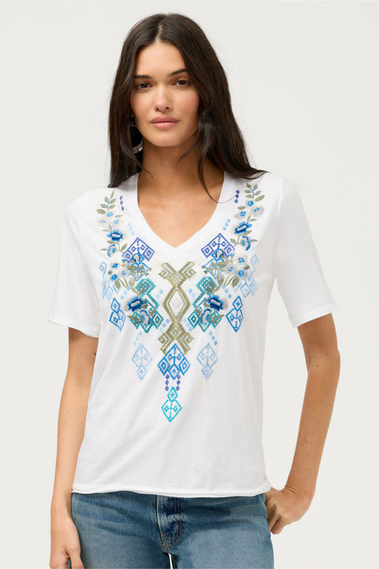 RAW HEM V-NECK TEE