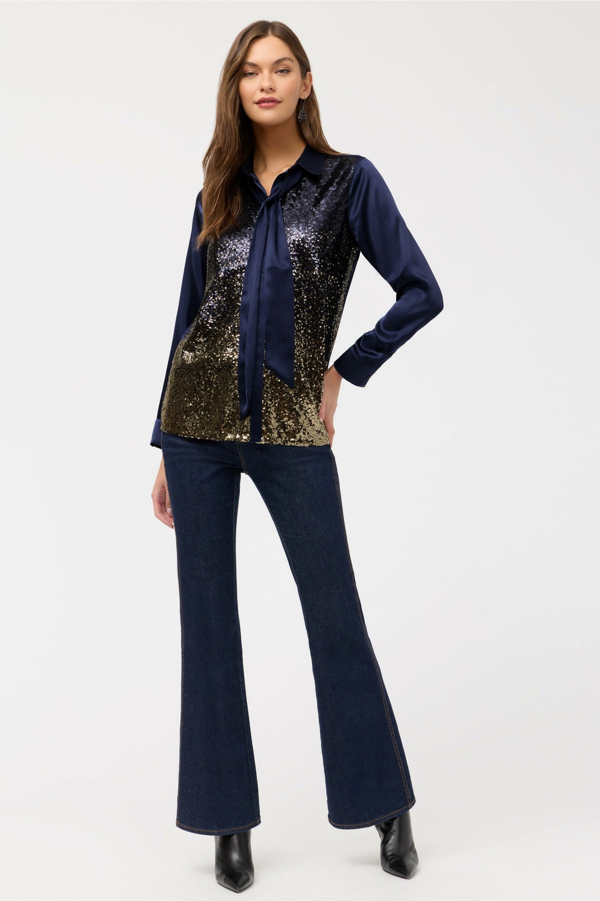 SELYA SEQUIN TIE SHIRT
