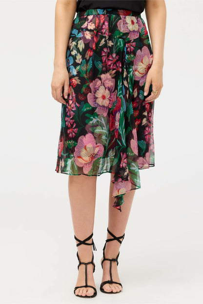 JUSTINIA ASYMMETRICAL MIDI SKIRT
