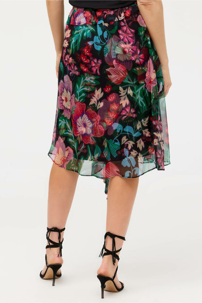 JUSTINIA ASYMMETRICAL MIDI SKIRT